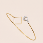 Load image into Gallery viewer, Modern Geometric Diamond Interlocking Rhombus Bangle in 18K Yellow Gold
