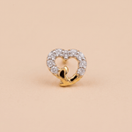 Load image into Gallery viewer, Chic Half-Pavé Diamond Heart Nose Pin in 18K Yellow Gold
