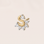 Load image into Gallery viewer, Diamond Initial 'S' Nose Pin in 18K Yellow Gold
