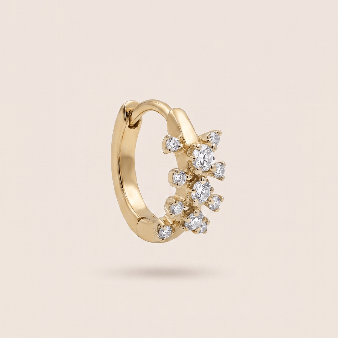 Celestial Diamond Constellation Hoop Nose Pin in 18K Yellow Gold