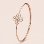 Load image into Gallery viewer, Elegant Diamond Floral Quatrefoil Openable Bangle in 18K Rose Gold
