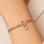 Load image into Gallery viewer, Modern Geometric Diamond Hexagon and Loop Bangle in 18K Yellow Gold
