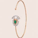 Load image into Gallery viewer, Regal Green Drop and Diamond Fan Openable Bangle in 18K Rose Gold
