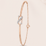 Load image into Gallery viewer, Modern Diamond Abstract S-Curve Chain Bangle in 18K Rose Gold
