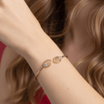Load image into Gallery viewer, Elegant Diamond Openwork Leaf Openable Bangle in 18K Yellow Gold
