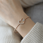 Load image into Gallery viewer, Romantic Diamond Interlocking Hearts Bangle in 18K Rose Gold
