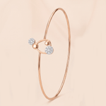 Load image into Gallery viewer, Modern Diamond Twin Disc &amp; Bead Bangle in 18K Rose Gold
