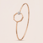 Load image into Gallery viewer, Modern Diamond Floral Hexagon Bypass Bangle in 18K Rose Gold
