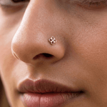 Load image into Gallery viewer, Elegant Open-Work Diamond Clover Nose Pin in 18K Yellow Gold
