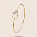 Load image into Gallery viewer, Modern Geometric Diamond Square Bypass Bangle in 18K Yellow Gold
