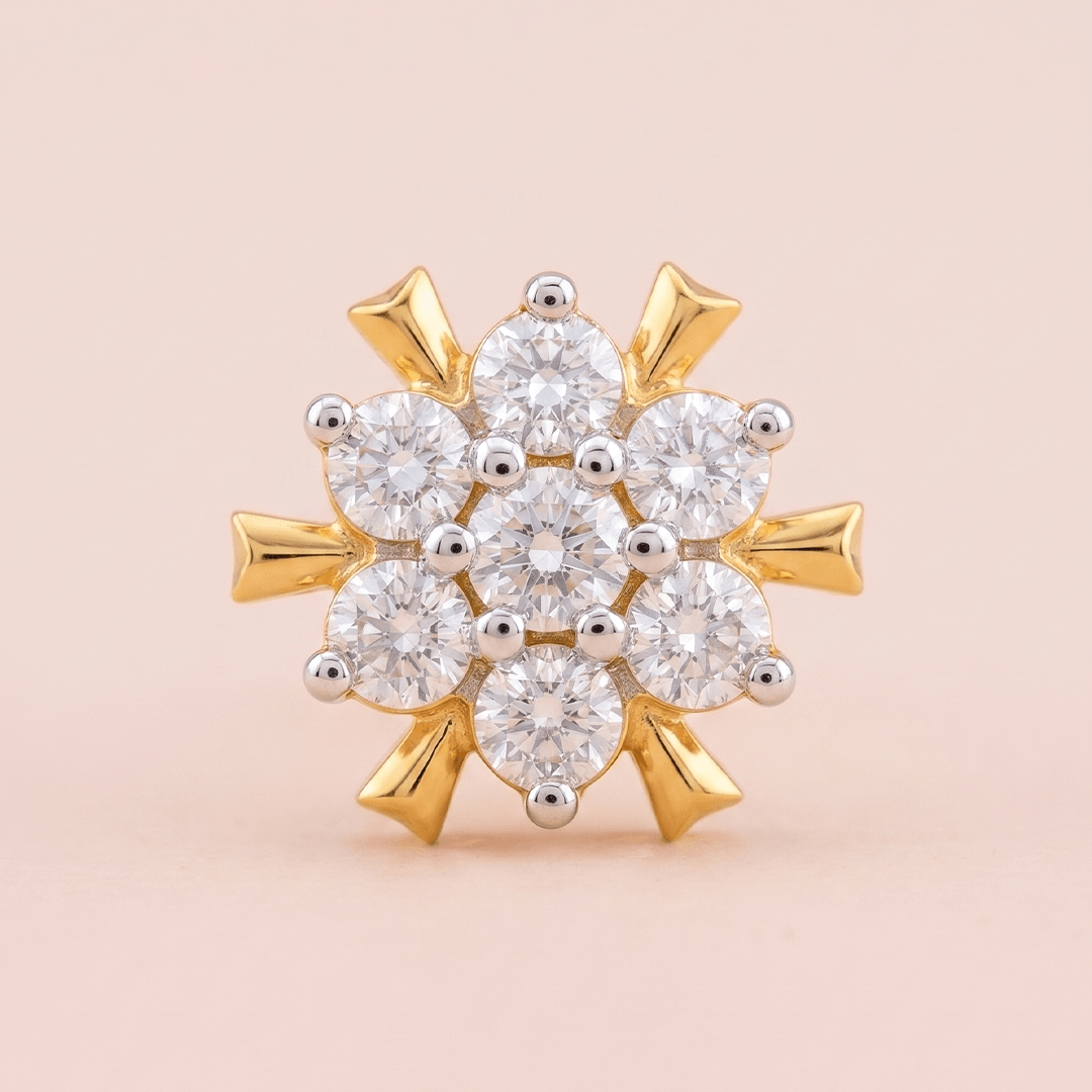 Brilliant Diamond Starburst Cluster Nose Pin in 18K Yellow Gold