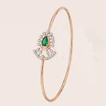 Load image into Gallery viewer, Regal Green Drop and Diamond Fan Openable Bangle in 18K Rose Gold

