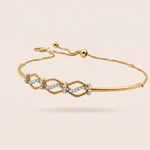 Load image into Gallery viewer, Elegant Diamond Interlocking Wave Bolo Bracelet in 18K Yellow Gold
