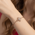 Load image into Gallery viewer, Elegant Diamond Floral Quatrefoil Openable Bangle in 18K Rose Gold

