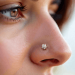 Load image into Gallery viewer, Brilliant Diamond Starburst Cluster Nose Pin in 18K Yellow Gold
