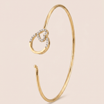 Load image into Gallery viewer, Romantic Diamond Interlocking Heart and Circle Bangle in 18K Yellow Gold
