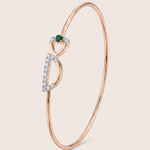 Load image into Gallery viewer, Elegant Diamond and Green Gem Interlocking Bangle in 18K Rose Gold
