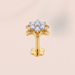 Load image into Gallery viewer, Brilliant Diamond Floral Bloom Nose Pin in 18K Yellow Gold
