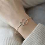Load image into Gallery viewer, Romantic Diamond Heart and Circle Bypass Bangle in 18K Rose Gold
