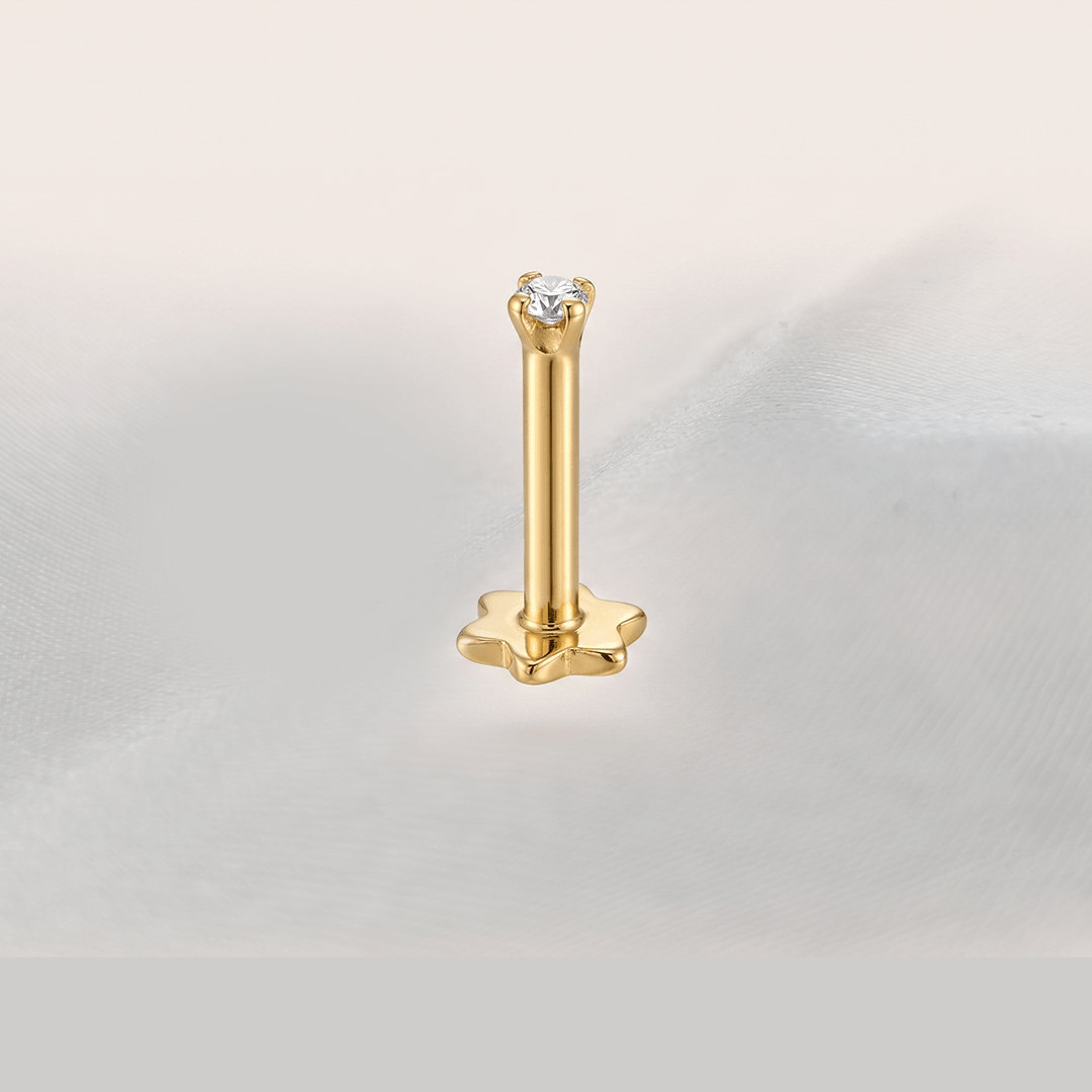 Classic Four-Prong Diamond Solitaire Nose Pin in 18K Yellow Gold
