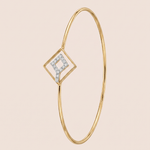 Load image into Gallery viewer, Modern Geometric Diamond Interlocking Rhombus Bangle in 18K Yellow Gold
