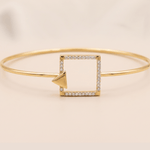 Load image into Gallery viewer, Modern Geometric Diamond Square &amp; Triangle Openable Bangle in 18K Yellow Gold
