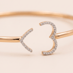 Load image into Gallery viewer, Romantic Diamond Split Heart Cuff Bangle in 18K Rose Gold
