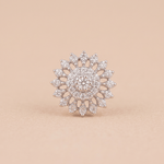Load image into Gallery viewer, Elaborate Diamond Sunburst Cluster Nose Pin in 18K Rose Gold
