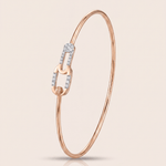 Load image into Gallery viewer, Chic Diamond Safety Pin Motif Openable Bangle in 18K Rose Gold
