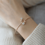 Load image into Gallery viewer, Modern Diamond Twin Disc &amp; Bead Bangle in 18K Rose Gold
