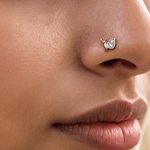 Load image into Gallery viewer, Whimsical Diamond Butterfly Nose Pin in 18K Yellow Gold
