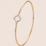 Load image into Gallery viewer, Sleek Geometric Diamond Rhombus Hook Bangle in 18K Yellow Gold
