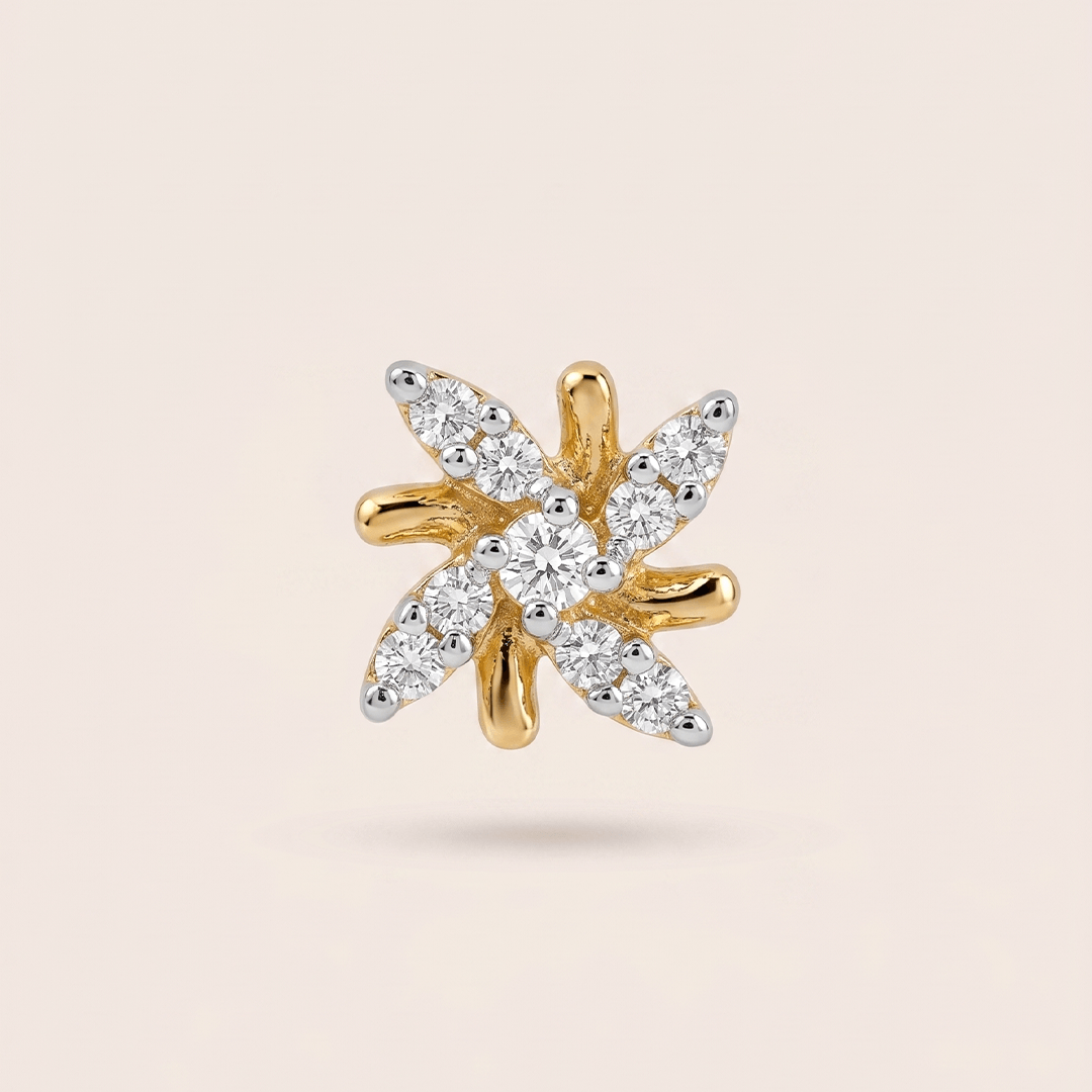 Dynamic Diamond Pinwheel Nose Pin in 18K Yellow Gold