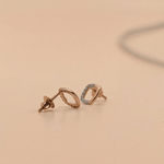 Load image into Gallery viewer, Modern Open Cushion Diamond Stud Earrings in 18K Rose Gold

