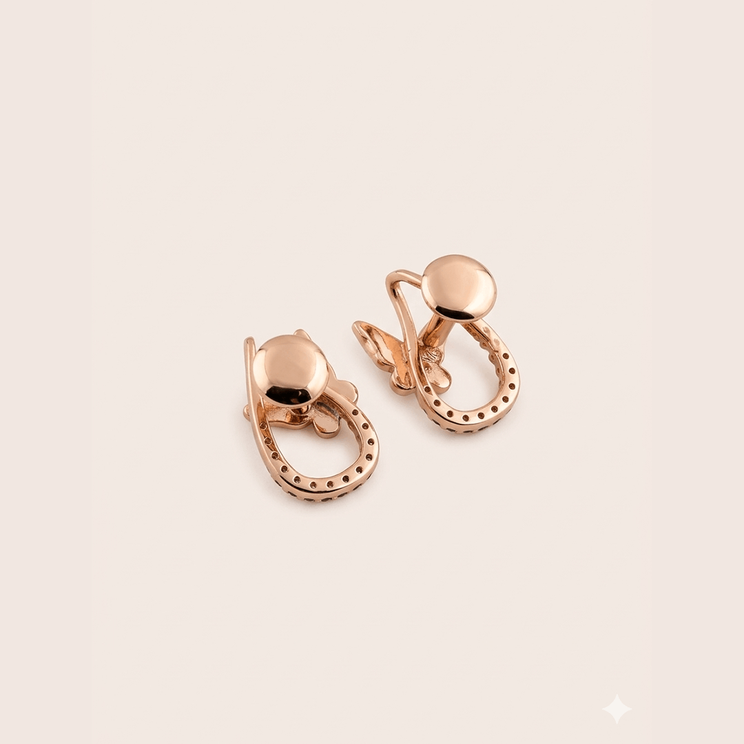 Enchanted Butterfly 18K Rose Gold Diamond & Blue Enamel Stud Earrings