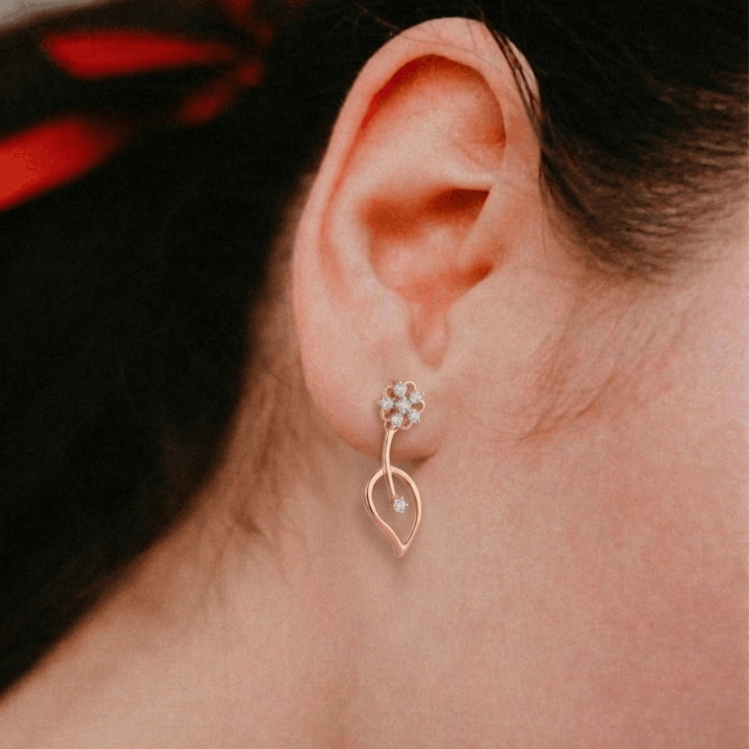 Blossom & Dewdrop 18K Rose Gold Diamond Dangle Earrings