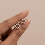 Load image into Gallery viewer, Modern Geometric Circle &amp; Square Diamond Stud Earrings in 18K Rose Gold
