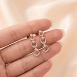 Load image into Gallery viewer, Cascading Triple Teardrop Diamond Dangle Earrings in 18K Rose Gold
