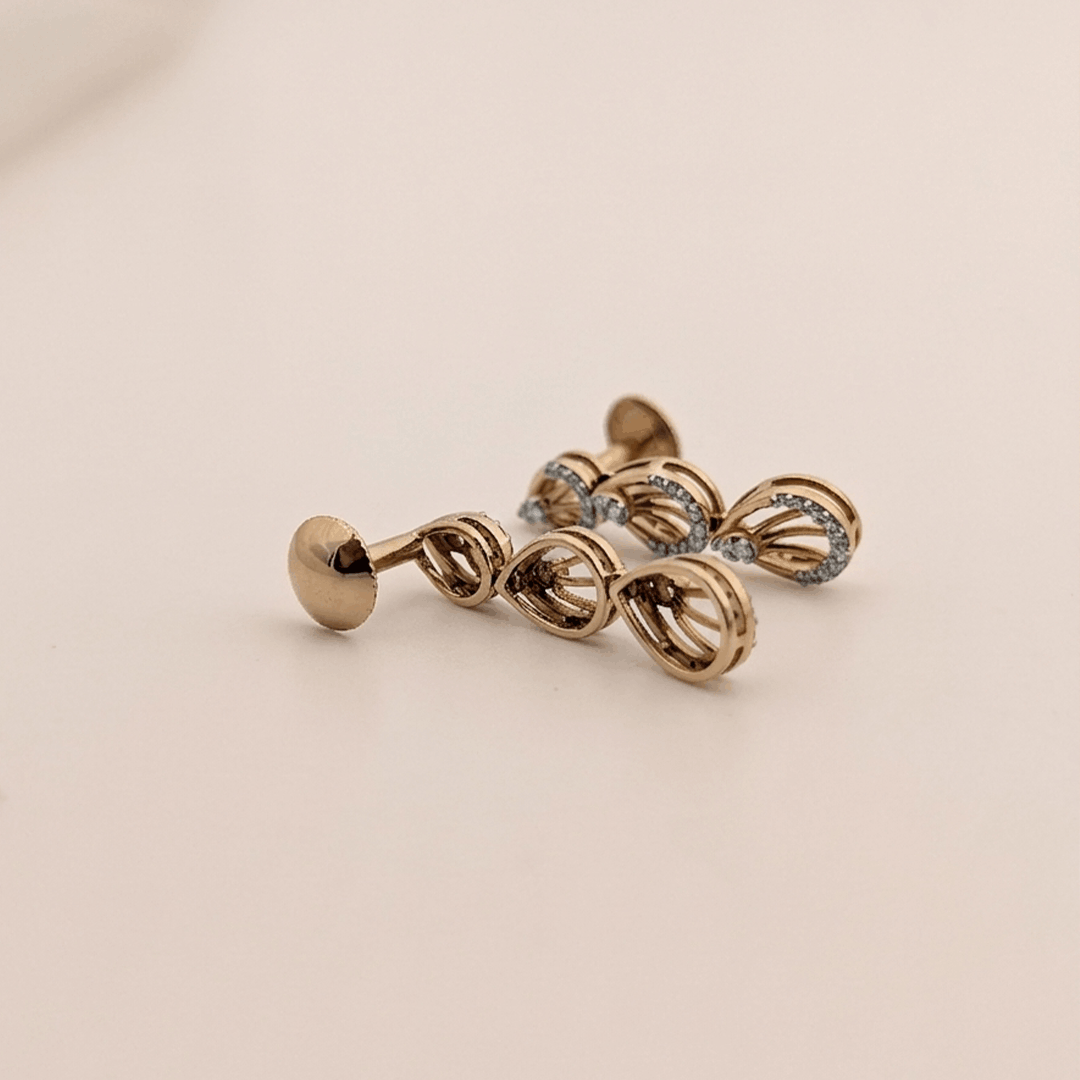 Cascading Triple Teardrop Diamond Dangle Earrings in 18K Rose Gold
