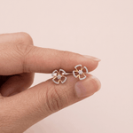 Load image into Gallery viewer, Open Petal Blossom 18K Yellow Gold Diamond Stud Earrings
