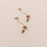 Load image into Gallery viewer, Vibrant Heart &amp; Starburst Diamond Dangle Earrings in 18K Yellow Gold
