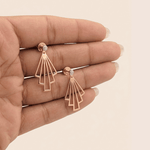 Load image into Gallery viewer, Art Deco Sunburst Diamond Jacket Earrings in 18K Rose Gold
