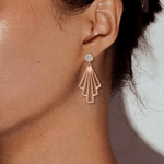 Load image into Gallery viewer, Art Deco Sunburst Diamond Jacket Earrings in 18K Rose Gold
