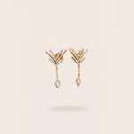 Load image into Gallery viewer, Geometric Chevron Diamond Dangle Earrings in 18K Rose Gold
