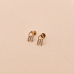 Load image into Gallery viewer, Geometric Open Arrowhead Diamond Stud Earrings in 18K Rose Gold
