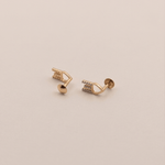 Load image into Gallery viewer, Geometric Open Arrowhead Diamond Stud Earrings in 18K Rose Gold
