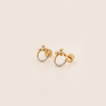 Load image into Gallery viewer, Delicate Ribbon Halo 18K Yellow Gold Diamond Stud Earrings
