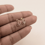 Load image into Gallery viewer, Open Teardrop &amp; Chevron Diamond Stud Earrings in 18K Yellow Gold
