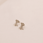 Load image into Gallery viewer, Whimsical Heart Fishbone Diamond Stud Earrings in 18K Yellow Gold
