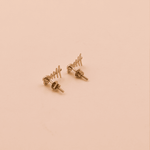 Load image into Gallery viewer, Whimsical Heart Fishbone Diamond Stud Earrings in 18K Yellow Gold
